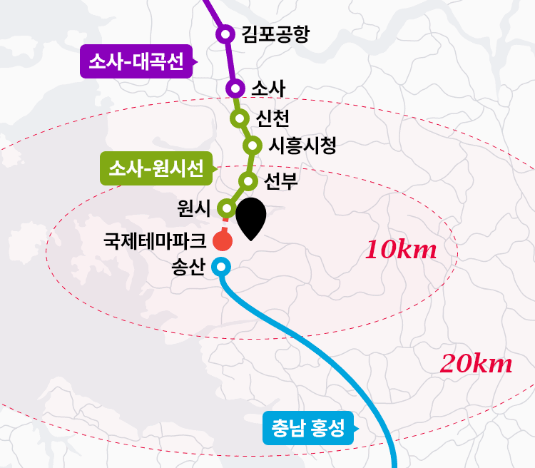 신안산선 (2024년 개통) 접근성 지도