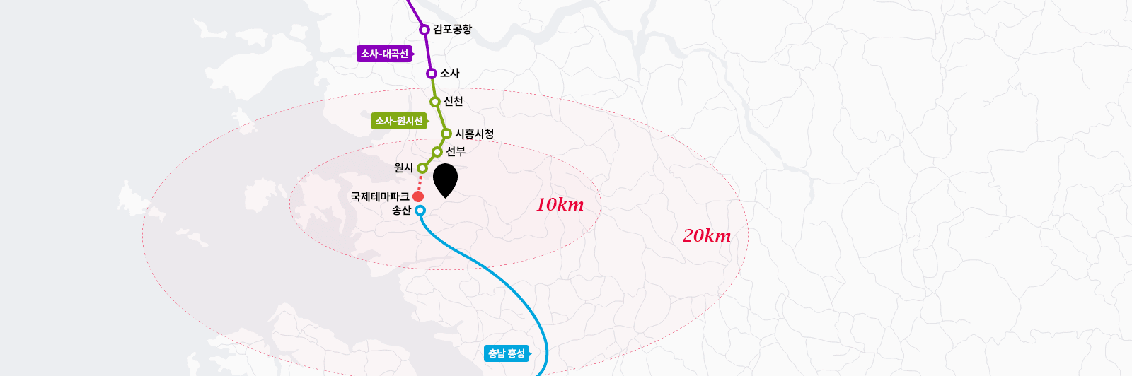 신안산선 (2024년 개통) 접근성 지도
