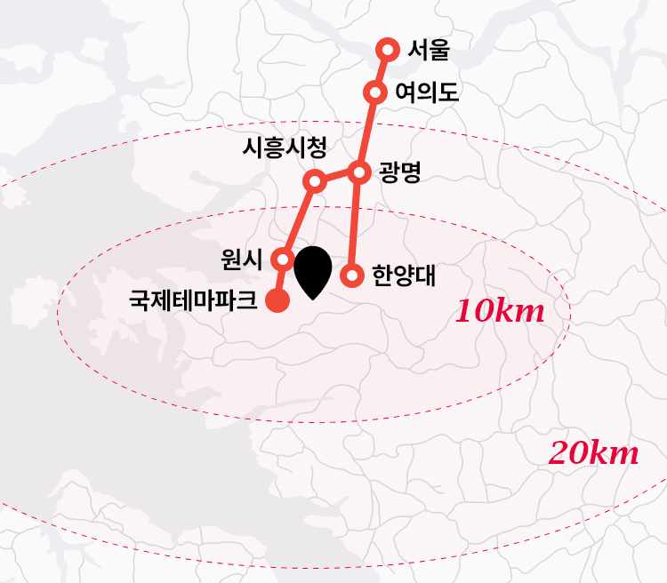 신안산선 (2024년 개통) 접근성 지도
